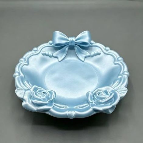 Plateau à bijoux créatif imprimé en 3D avec nœud à volants, vide-poche décoratif original, rangement pour bagues, boucles d’oreilles et petits accessoires, déco de table (1/2)