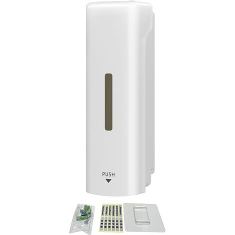 Distributeur savon mural 350ml bouche large rechargeable – Étanche goutte à goutte simple pression manuelle maison toilettes publiques blanc (1/5)