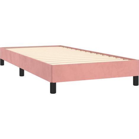 Vidaxl – Cadre de lit adulte 90x190 cm en velours rose – Structure robuste avec lattes en contreplaqué – Hauteur 25 cm pour un confort optimal (1/5)