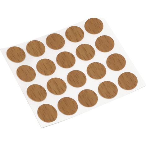 Caches vis adhésifs - 20 pièces - Noyer - Rond Ø13mm - Dissimulation trous et rayures - Pour meubles et bois (1/5)