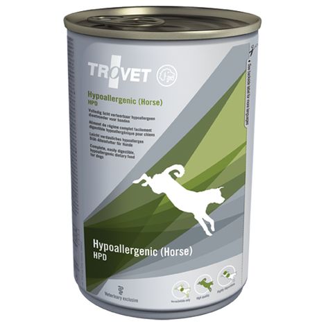 Lata de 400 g de carne de caballo hipoalergénica HPD para perros Trovet Dog