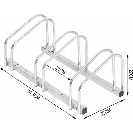 WOLTU Parcheggio Porta Bici 3x Posti Stand Rastrelliera Bicicletta Acciaio (1/6)
