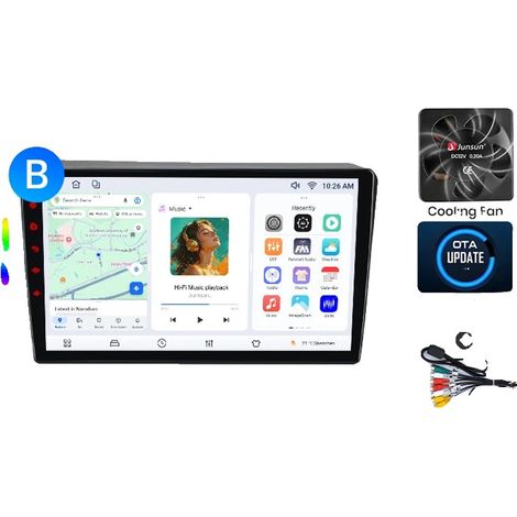 Radio para coche, reproductor multimedia con pantalla táctil, sistema de navegación, compatible con Nissan Navara (D40) 2004-2015, ventilador de refrigeración integrado, navegación GPS Android, V7 (8G (1/2)