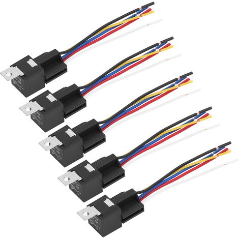 Relais 12V 40A 5 broches avec connecteurs - Kit de 5 pièces pour voiture et camion (1/5)