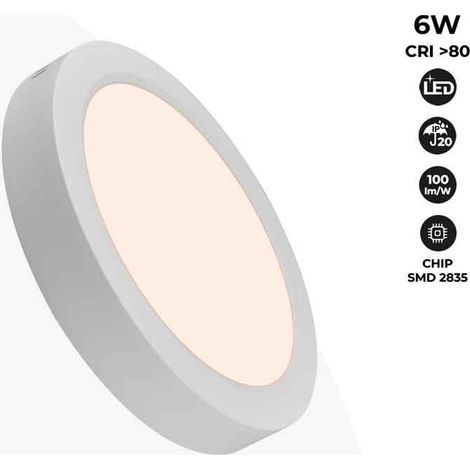 Barcelona Led – Plafonnier LED en saillie 6W – 600 lumens – Technologie DOB – Blanc chaud 3000K – Indice de protection IP20 – Angle d'ouverture 120°