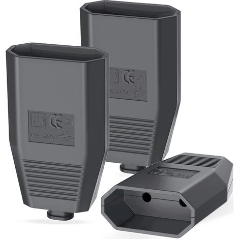 CCYKXA 3 Stück Elektrische Steckdosen, Elektrische Stecker, Elektrische Steckdosen 250V/2,5A, Europa-Stecker Flachstecker Schutzkontakt, Elektrischer Flachstecker Mit Zugentlastung (1/5)