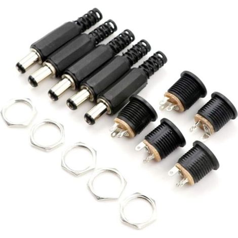 5 pièces 12V 3A fiches mâles en Plastique + Prise Femelle Montage sur Panneau Jack connecteur d'alimentation CC Fournitures é (1/4)