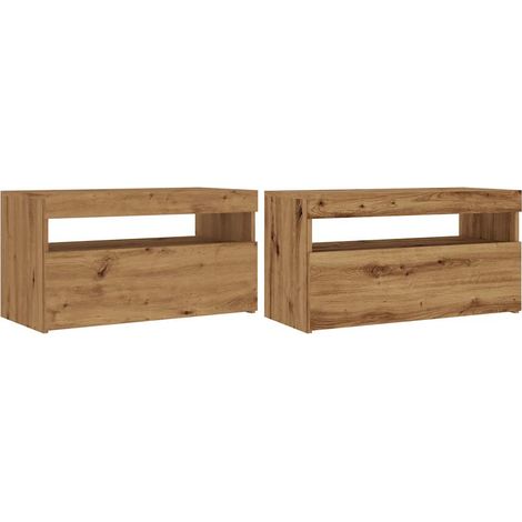 Mobile TV multimediale scaffale TV credenza TV sala da pranzo soggiorno camera da letto con luci a LED 2 pezzi artigianale rovere marrone 020028861