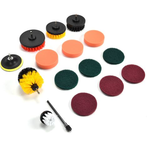 Ensemble de fixation de brosse de forage 16 pièces, tampons à récurer, éponge de nettoyage pour le dépoussiérage des murs et des sols (1/5)