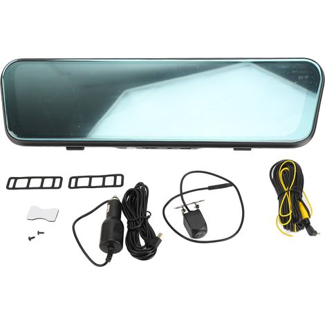 Caméra embarquée de 9,66 pouces pour rétroviseur, écran tactile incurvé 2,5D, caméra d'enregistrement avant grand angle à 170°, assistant de conduite (1/5)