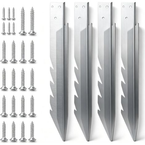 Lot de 4 piquets d'ancrage galvanisés robustes pour poteaux de clôture (1/5)