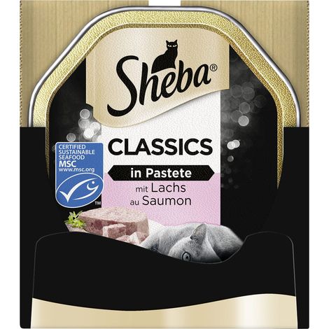 Sheba Cibo per gatti umido Classics, 22 Ciotole (2 x 11 x 85 g), Con Salmone (MSC)