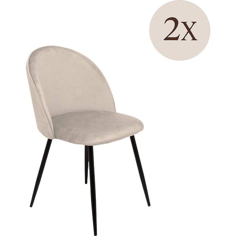 Dmora - Set di 2 sedie Stinson, Poltrona rivestita in velluto, Sedia da pranzo imbottita, Seduta per riunioni, 51x54h82 cm, Grigio chiaro