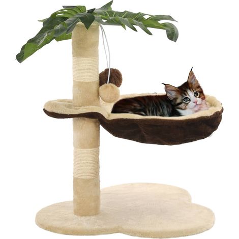 Katzen-Kratzbaum mit Sisal-Kratzstange 50 cm Beige und Braun