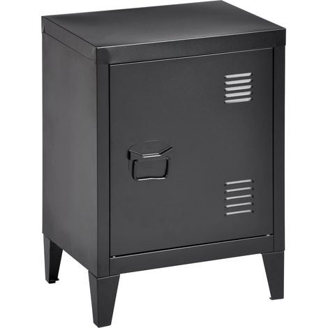 Comodino in acciaio laminato 57 x 40 x 30 cm nero opaco 030008684