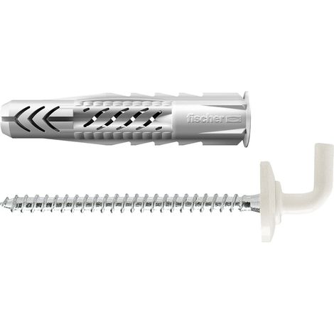 Fischer 25x tassello universale UX 8X50 WH N con bordo e gancio angolare rivestito in nylon - 94413