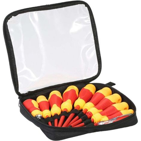 Tournevis électricien 10pcs 1000V Tournevis isolés avec des bits magnétiques et des bits Phillips Soft Grips électriciens (1/4)