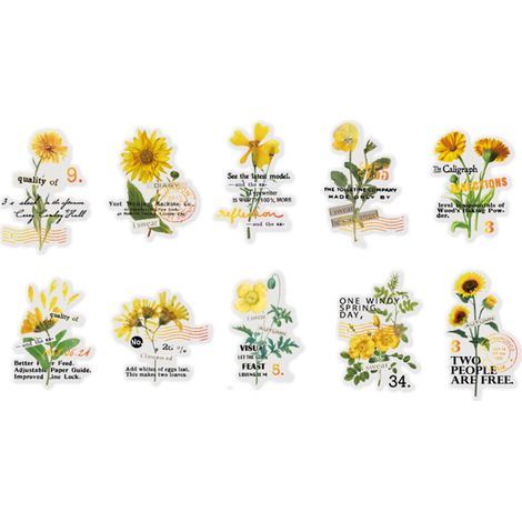 10 feuilles autocollantes fleurs transparentes PET vintage pour décoration carnet album style 1 (1/5)