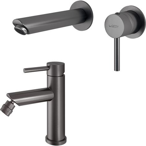 Set miscelatori lavabo a muro e bidet in acciaio inox canna di fucile Garda di Gedy (1/5)