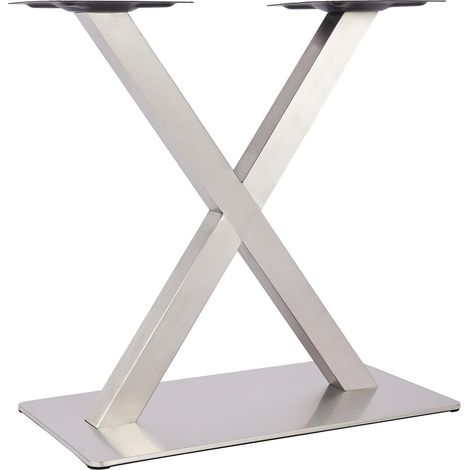 Tischbeine Metall Tischgestell Tischkufen X-Form Tischfuß Silber Edelstahl Untergestell Höhe 72cm (X-Form 72cm) (1/5)