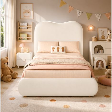 Polsterbett 90 x 200 cm aus Samt mit Lattenrost und Stauraum, beige OKMYHOME (1/5)