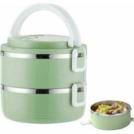 Contenitore termico per alimenti caldi  da 1400 ml in acciaio inox con maniglia - Portapranzo caldo per scuola, ufficio, campeggio - Doppio strato, di Crezuo-Crezuo