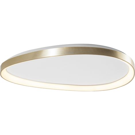 Plafonnier LED Lotus 60W 3000K IP20 - Plafonnier asymétrique en métal doré satiné, design fin et élégant - Groupe Rossini (1/5)
