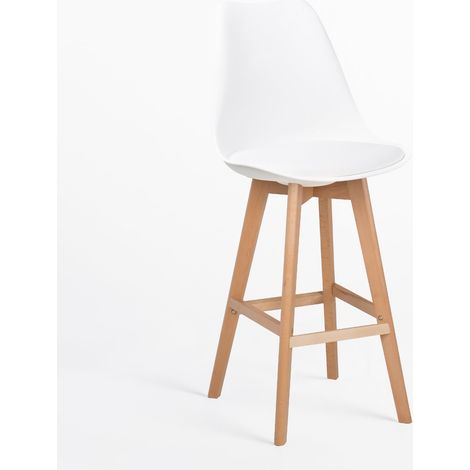 Pack de 2 tabourets hauts 75 cm avec coussin en similicuir Nordic SKLUM Blanc (1/5)