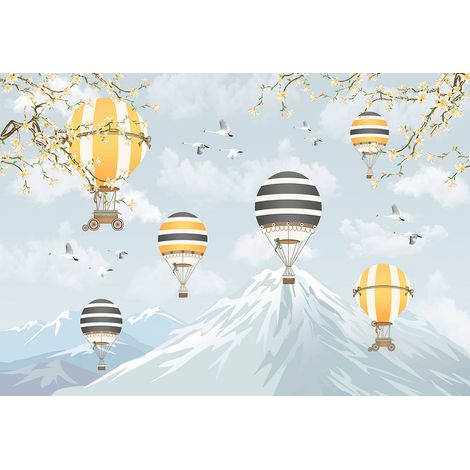 Papier peint panoramique Enfants - Montgolfières - 130 cm x 89 cm (1/2)