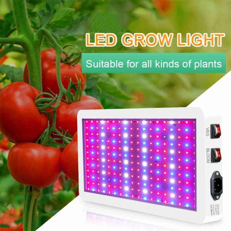 Lámpara de cultivo LED de espectro completo BW1000 con UV/IR, chip LED dual para invernaderos y plantas de interior, hortalizas y flores, color blanco. (1/3)