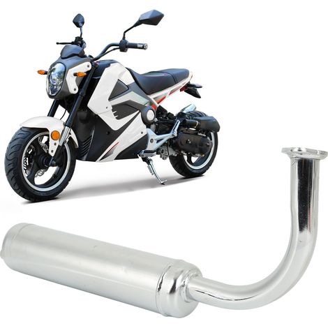 40-mm-Auspuffrohr, passend für 26- und 28-Zoll-Elektrofahrräder oder Motorräder mit einem Hubraum von 49 bis 80 cm³. Farbe: Silber. (1/5)