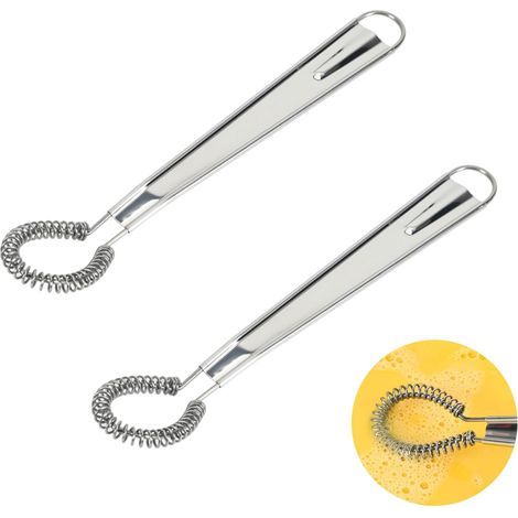 4 piezas de mini batidoras de cocina de acero inoxidable – Mini batidora de cocina, pequeño batidor manual en espiral para mezclar café, salsa, crema de leche, cocinar, hornear y batir (1/5)