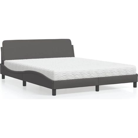 Lit avec matelas Dover gris 160x200 cm similicuir