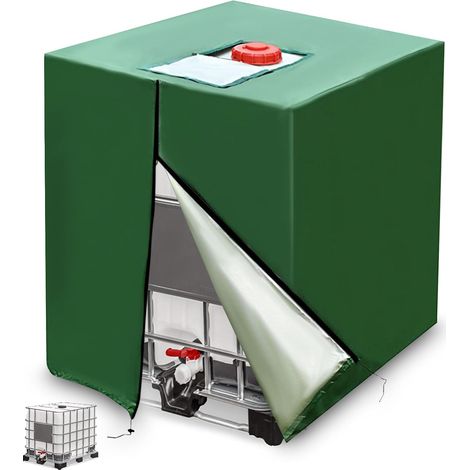 IBC Couvercle de réservoir d'eau Anti-poussière Anti-UV, Housse de Protection, bâche de Protection, Convient pour réservoir IBC 1000 L (120 x 100 x 116 cm Vert) (1/5)