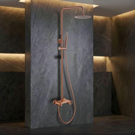 IMEX - columna ducha monomando con grifo oro rosa
