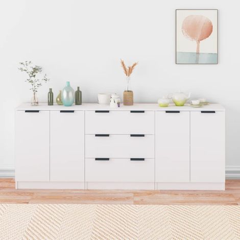 3-tlg. Sideboard Weiß Holzwerkstoff (1/5)
