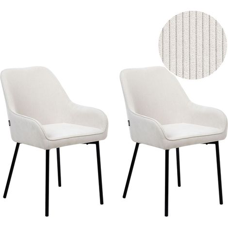Esszimmerstuhl 2er Set LOVERNA Cord Cremeweiß