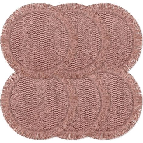APEX Un ensemble de 6 sets de table en papier tissé - rose rouge - 38 cm de diamètre, adaptés aux tables à manger et au camping. (1/5)