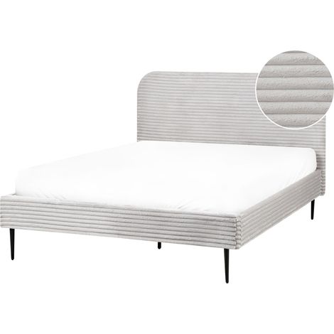 Bett mit Lattenrost Cord FLAYAT 140 x 200 cm Hellgrau