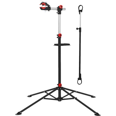 ECD Germany Fahrradmontageständer E-Bike Reparaturständer 360° drehbar/höhenverstellbar 105-185cm, Fahrradständer robust für alle Fahrradarten bis 50kg, Stativfuß 4-beinig, Magnetischer Werkzeugablage (1/5)