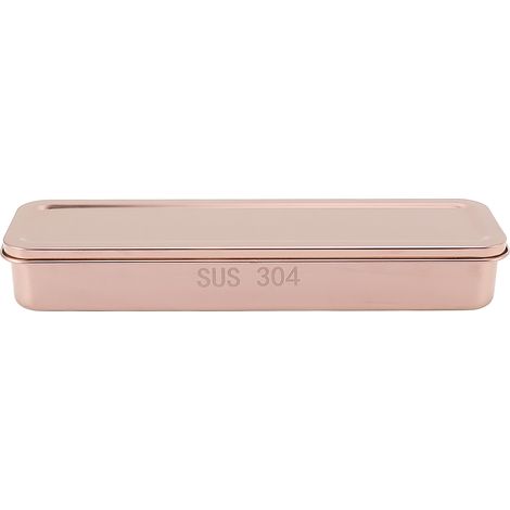 Plateau à couverts en acier inoxydable avec couvercle égouttoir, couleur or rose, pour baguettes, cuillères et fourchettes. (1/5)