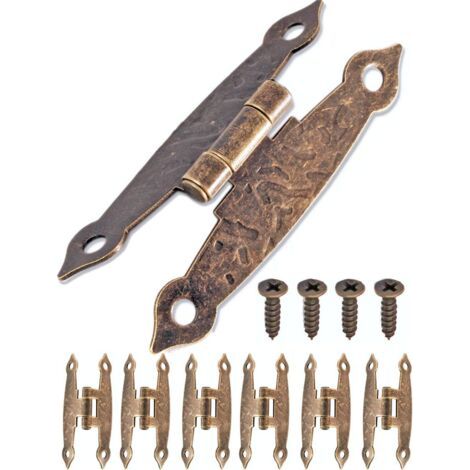 80 bisagras antiguas, diseño de hierro bronce, para armarios, puertas, cajas, latas, estilo vintage, estilo rústico retro, 65 x 33 mm (1/5)
