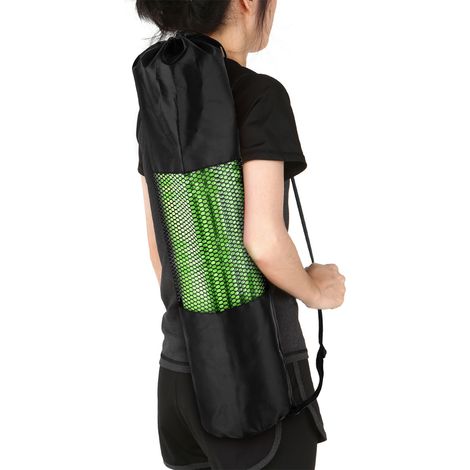 Borsa portaoggetti in rete leggera e traspirante (30 x 70 cm) per tappetini da yoga, ideale per attrezzature sportive e da palestra. Chiusura regolabile con coulisse. (1/5)
