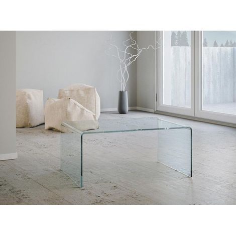 Table basse verre trempé transparent Sontarne 80 cm