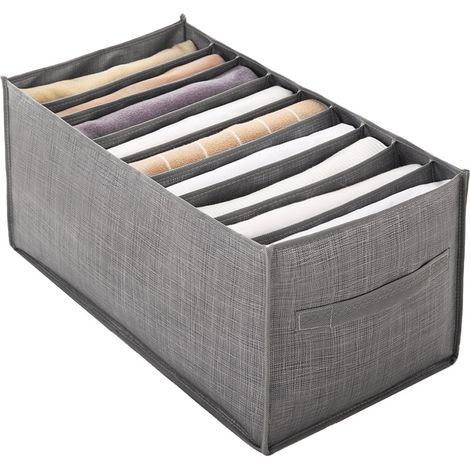 Lot de 1 organisateur empilable pour armoire, placard, tiroirs, boîtes de rangement pour vêtements en carton PP Gris foncé, 32 x 27 x 17 cm x 9 compartiments (1/5)