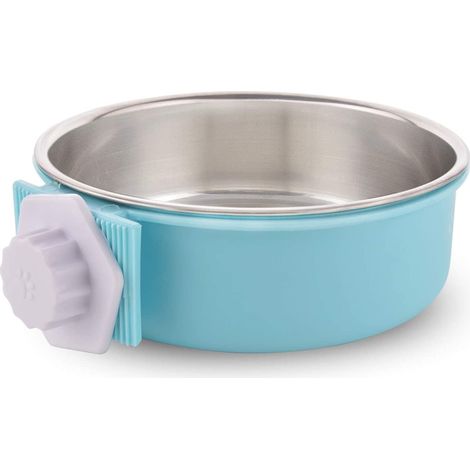 Gamelle amovible en acier inoxydable pour chien de cage, avec gamelle pour eau et nourriture. (1/5)