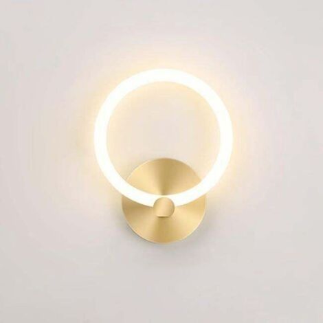 LED Wandleuchte Innen Gold Modern Runde Nachttischlampe 19cm Wohnzimmer Flur Wandlampe Schlafzimmer Dekor, 10W (3000K Warmweiß), Gold