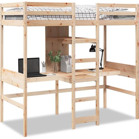 Maison Exclusive - Cama alta sin colchón madera maciza de pino 75