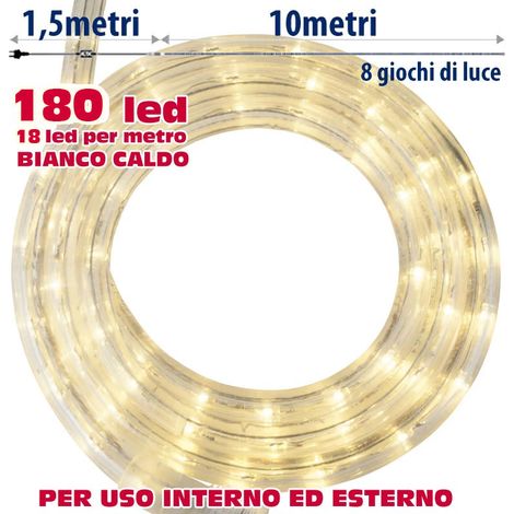 Tubo Luminoso a LED per Esterno Bianco Caldo 10 Metri con Controller Giochi Luce (1/4)