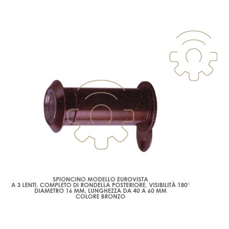 Eurovista judas bronze 3 lentilles 180 16 mm longueur 40 60 mm pour les portes de portail